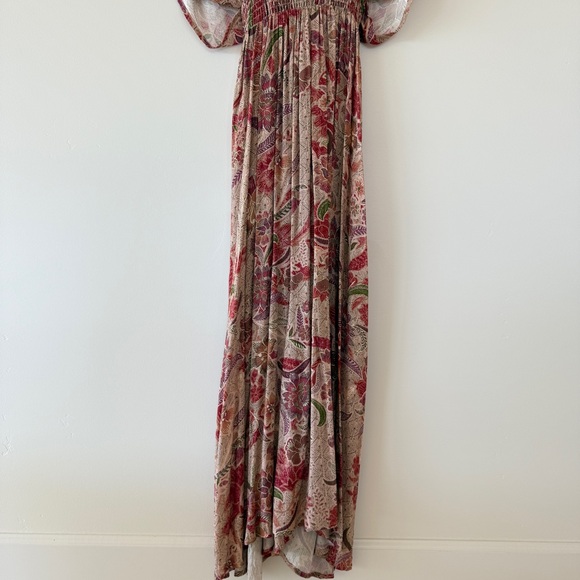 VICI Kemya Floral Kimono Midi Dress XS Red Cream Rayon Boho Resort Vacation - Picture 8 of 14